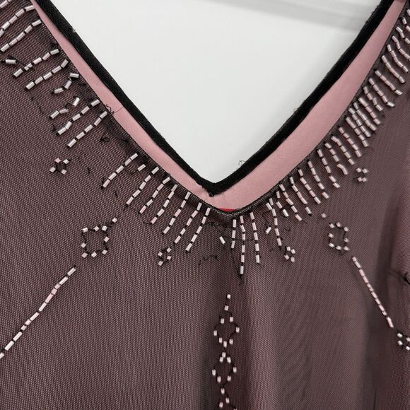 JS Collection Black & Pink Beaded Formal Dress Size US 10 Y2k - Picture 4 of 12